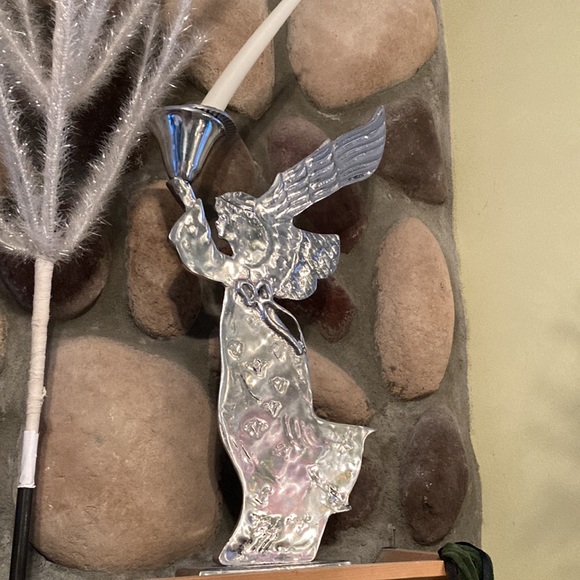 Two Silver angel Candleholders - Picture 3 of 6